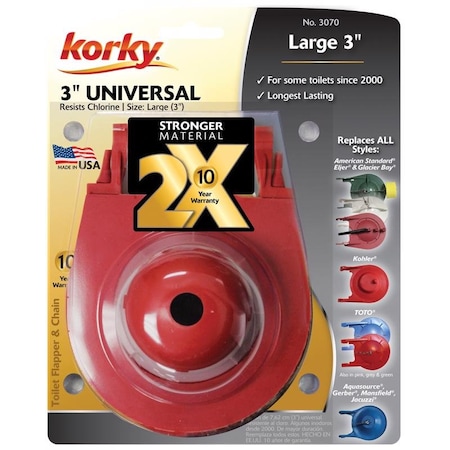Korky Korky Toilet Flapper Red Rubber For Universal 3070BP